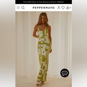 Peppermayo - Cali Sweetheart Knit Maxi Dress - Lime Green Geo